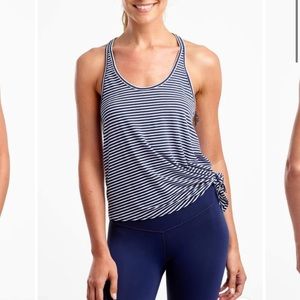DYI - Asymmetrical Active tank - Purple & navy Striped - Size Large
